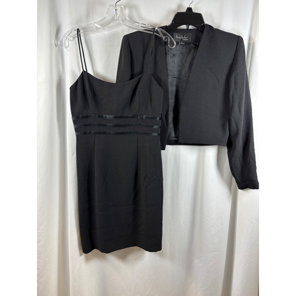 Nicole Miller New York City Vintage Black Dress and Cropped Bolero Jacket Set 4